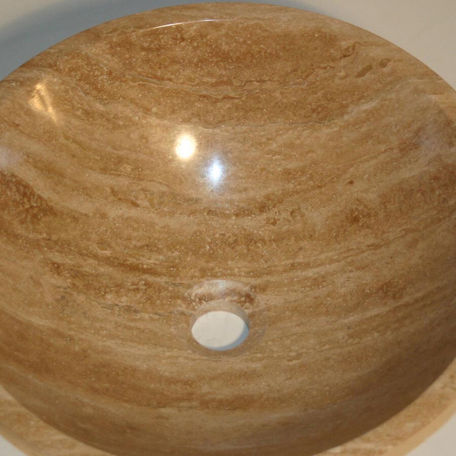 24″ Silkroad Exclusive HYP-0160-T-24 Chestnut Vessel Sink Travertine Top Vanity