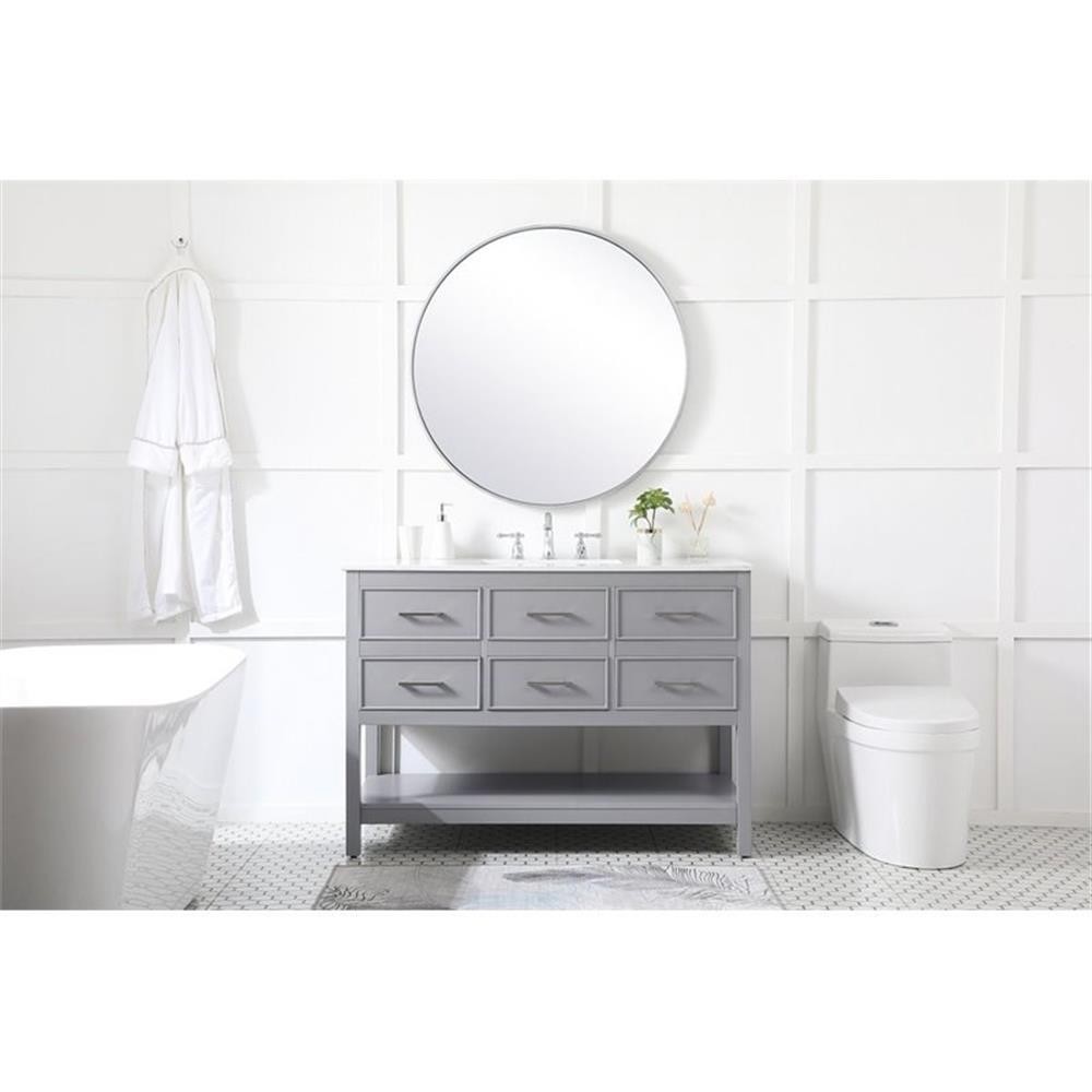 Elegant Decor Sinclaire 48″ Aluminum Alloy & MDF Single Bathroom Vanity in Gray