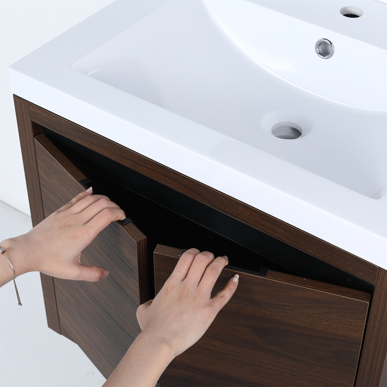 24 Inch Small Bathroom Vanity Floating Wall Mounted Ceramics with Sink