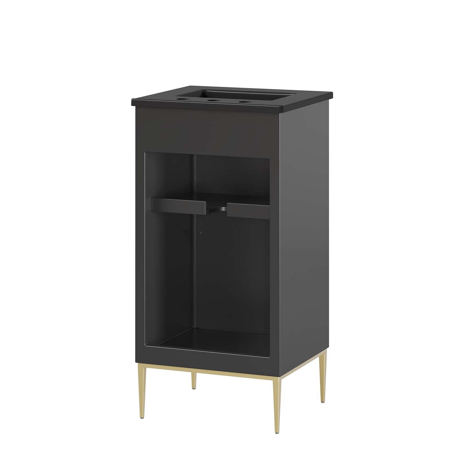 Modway Awaken 18″ Solid Wood and MDF Bathroom Vanity in Black