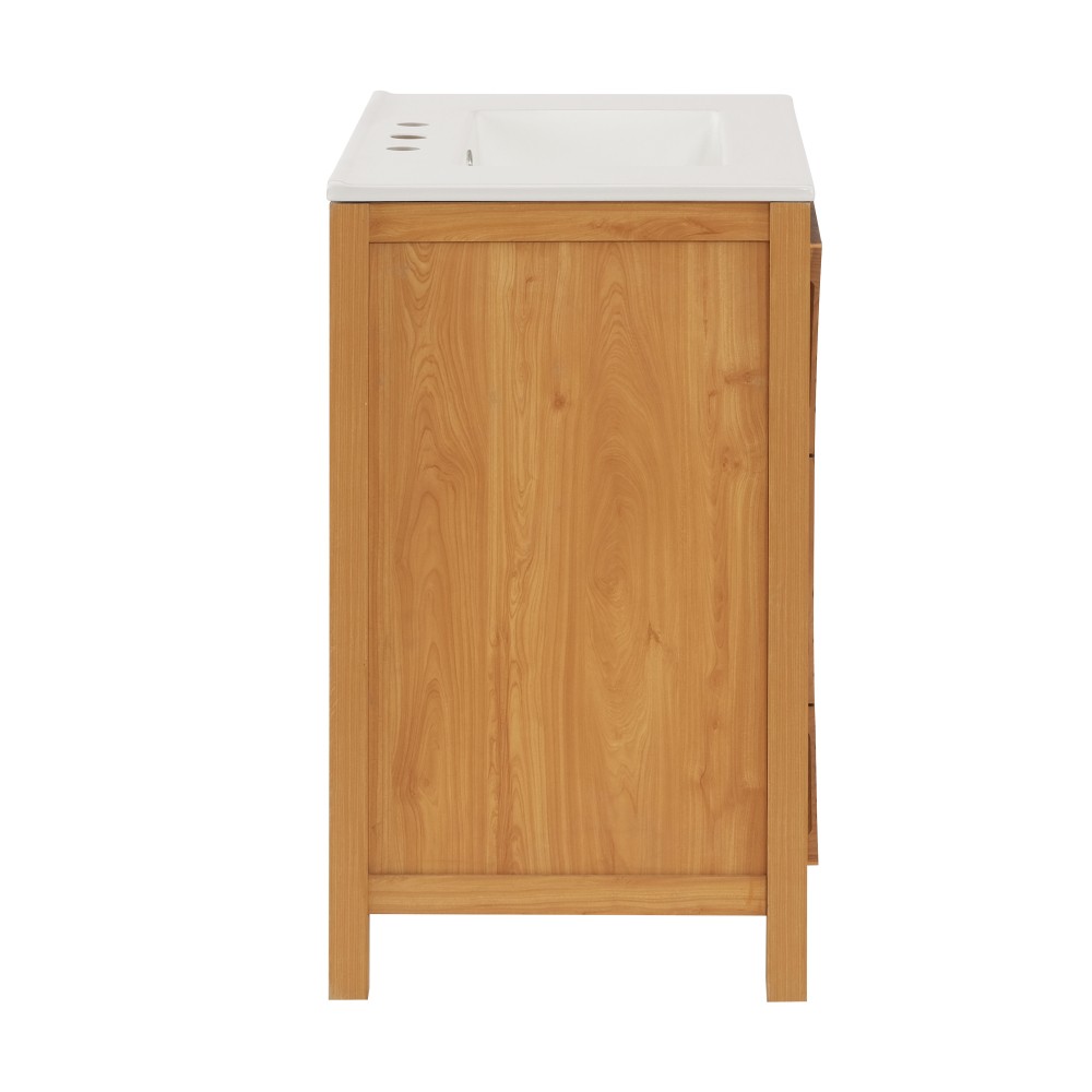 30 Inch Mid Century Freestanding Bathroom Vanity with Ceramic Sink Solid Wood