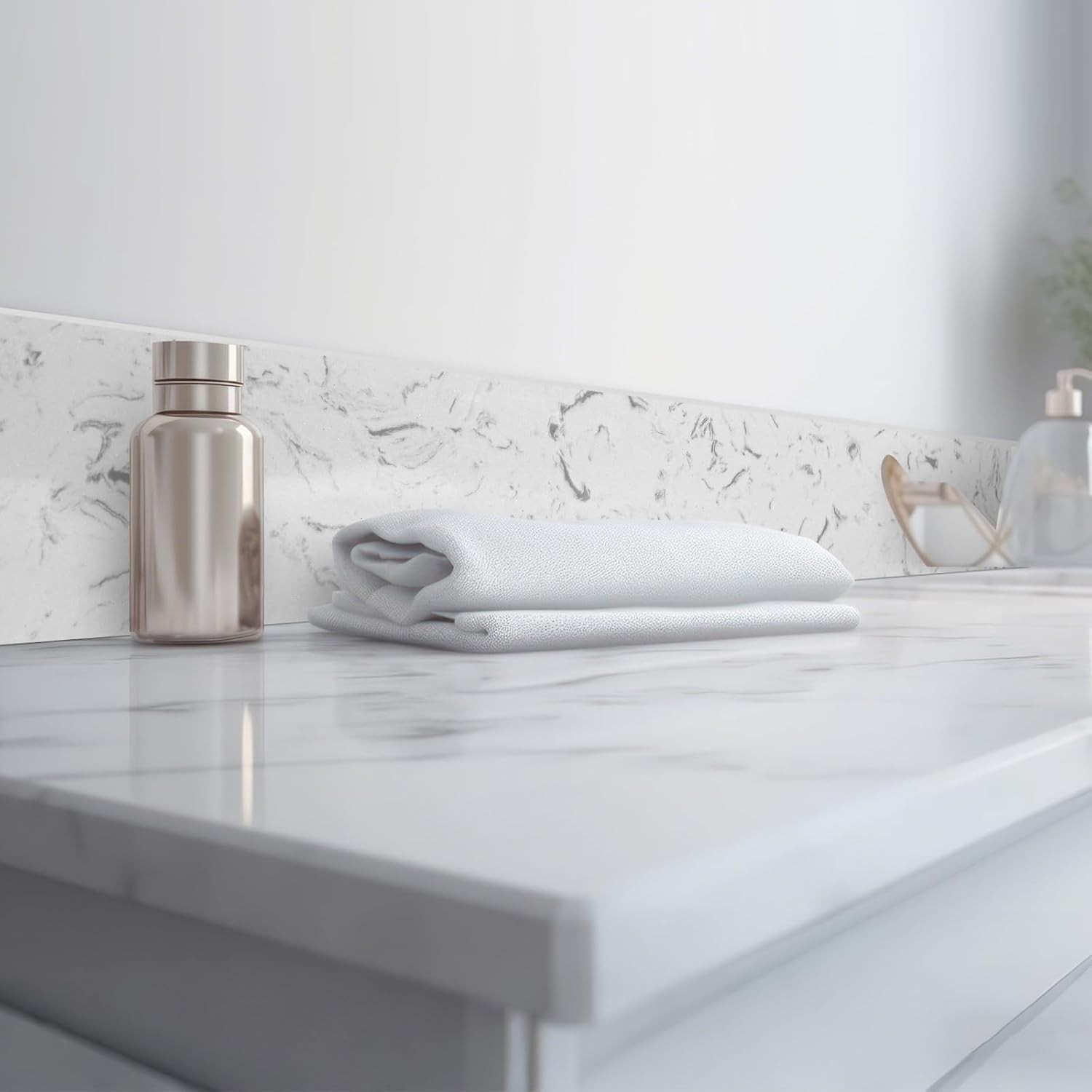 Reallnaive 22×4 Carrara White Marble Vanity Side Splash Engineered Stone