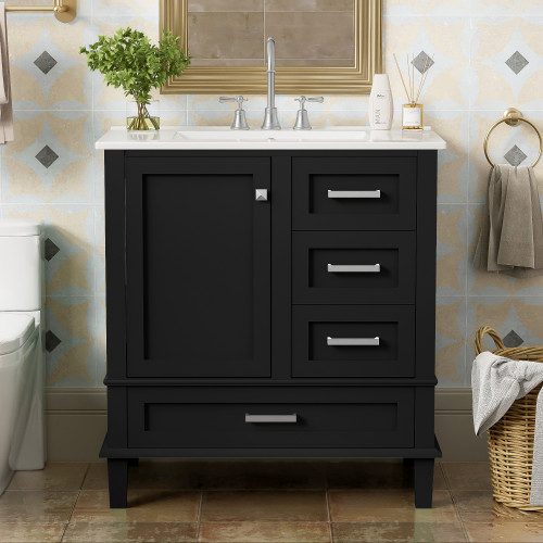 30 In.W Bathroom Vanities Stability and Durability Modern Vanity With Sink