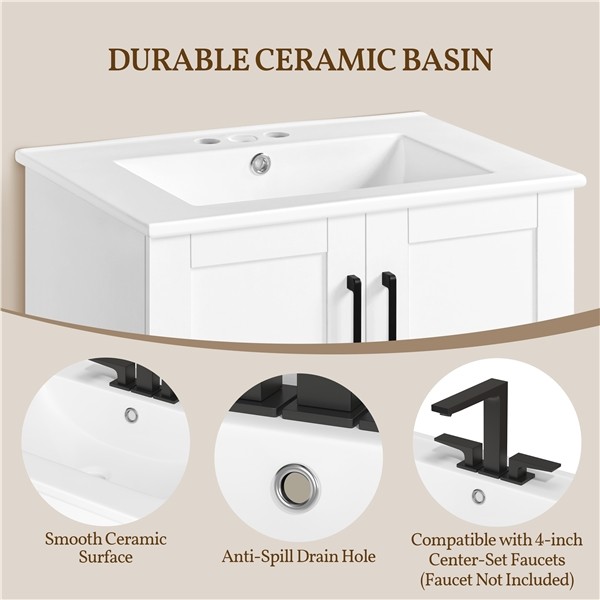 Modern Freestanding Bathroom Vanity with Undermount Ceramic Sink and Drawer