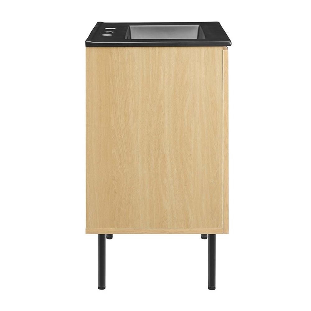 Modway Chaucer 24″ Wood & Rattan Bathroom Vanity in Oak/Black