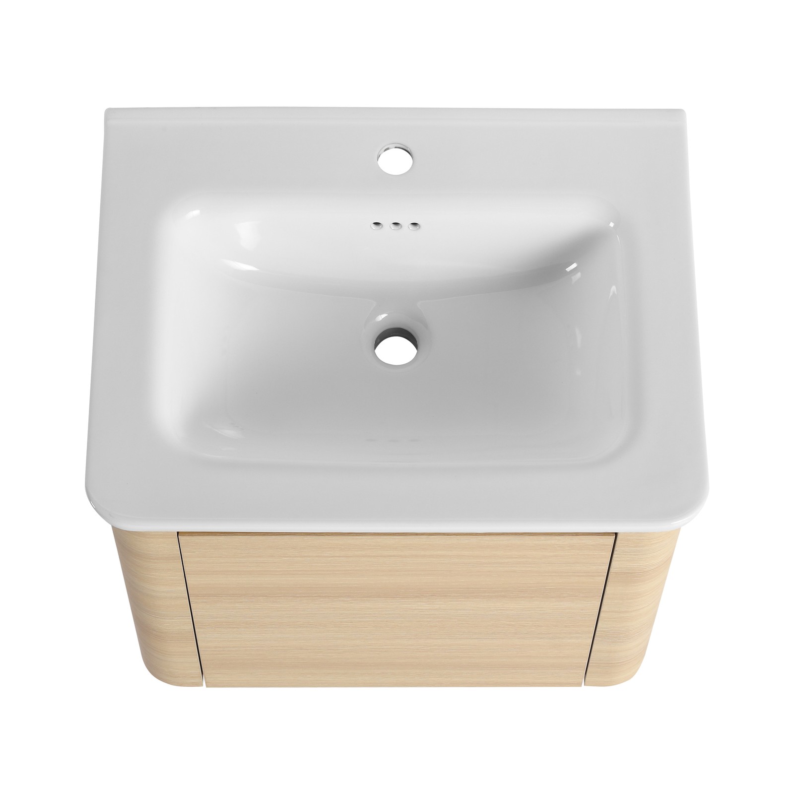 24” Plywood Wall-Mounted Bathroom Vanity Cabinet with White Ceramic Sink +Door