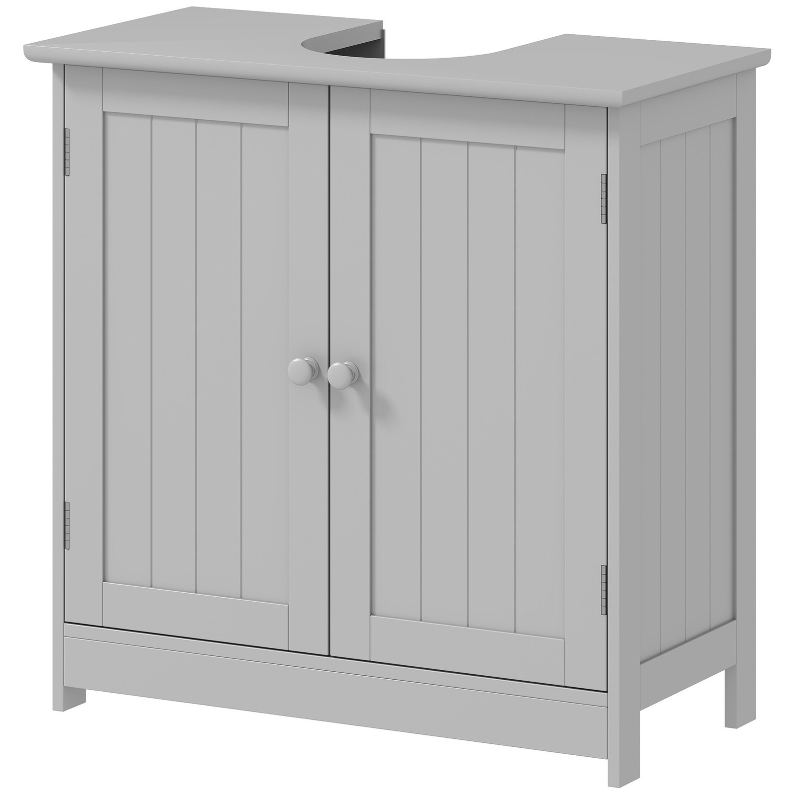 Under Sink Bathroom Cabinet with 2 Doors and Shelf, Light Gray