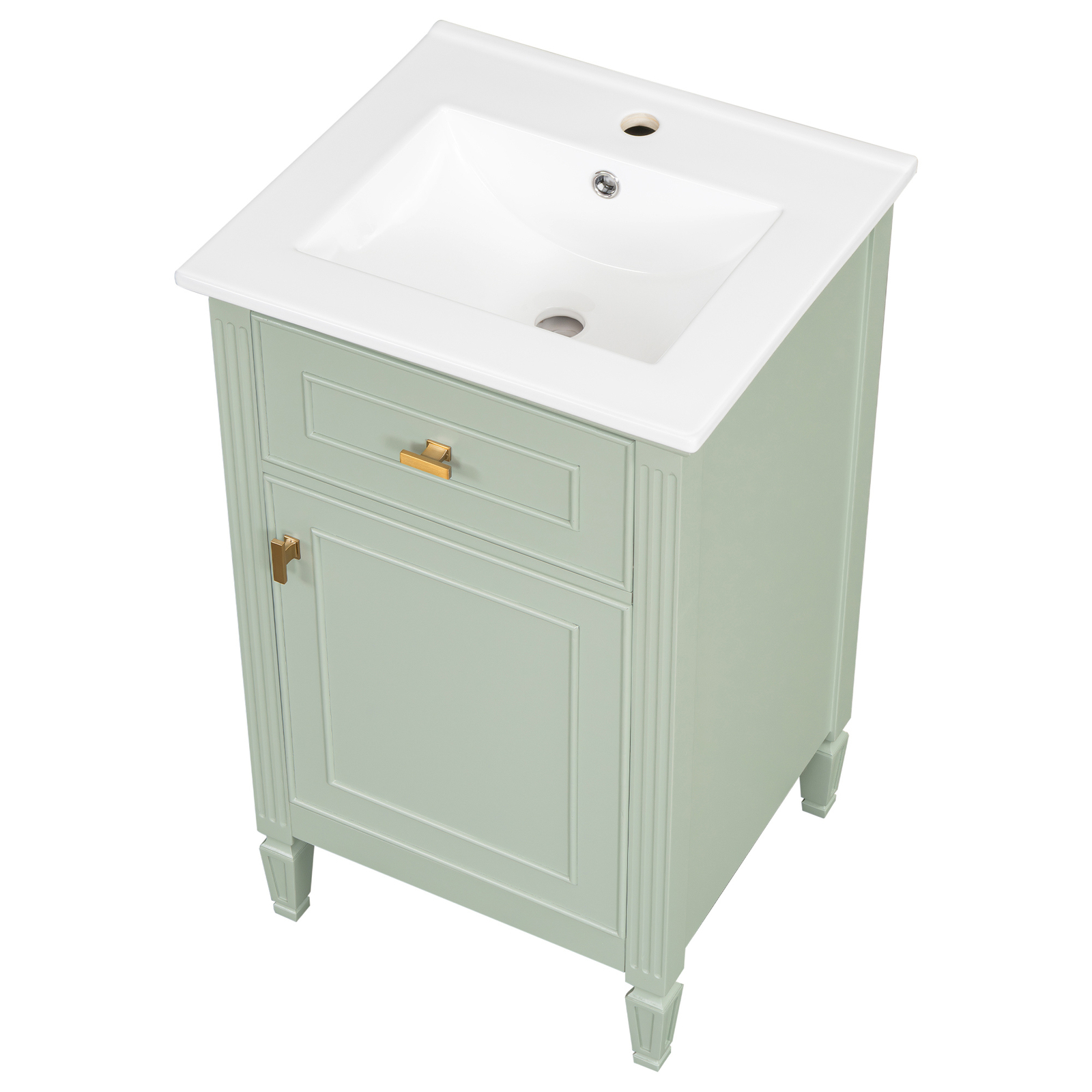 20″ Bathroom Vanity w/Ceramic Sink Modern Storage Cabinet w/Adjustable Shelf