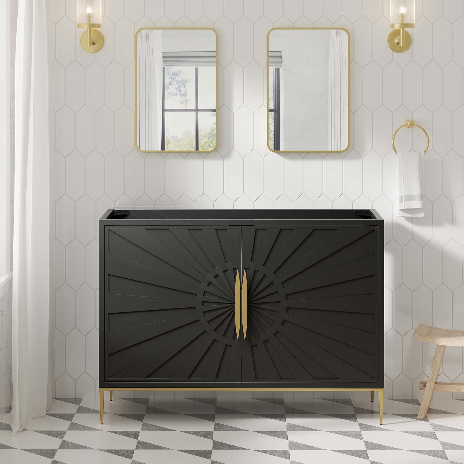 Awaken 48″ Double or Single Sink (Not Included)Bathroom Vanity Cabinet in Black