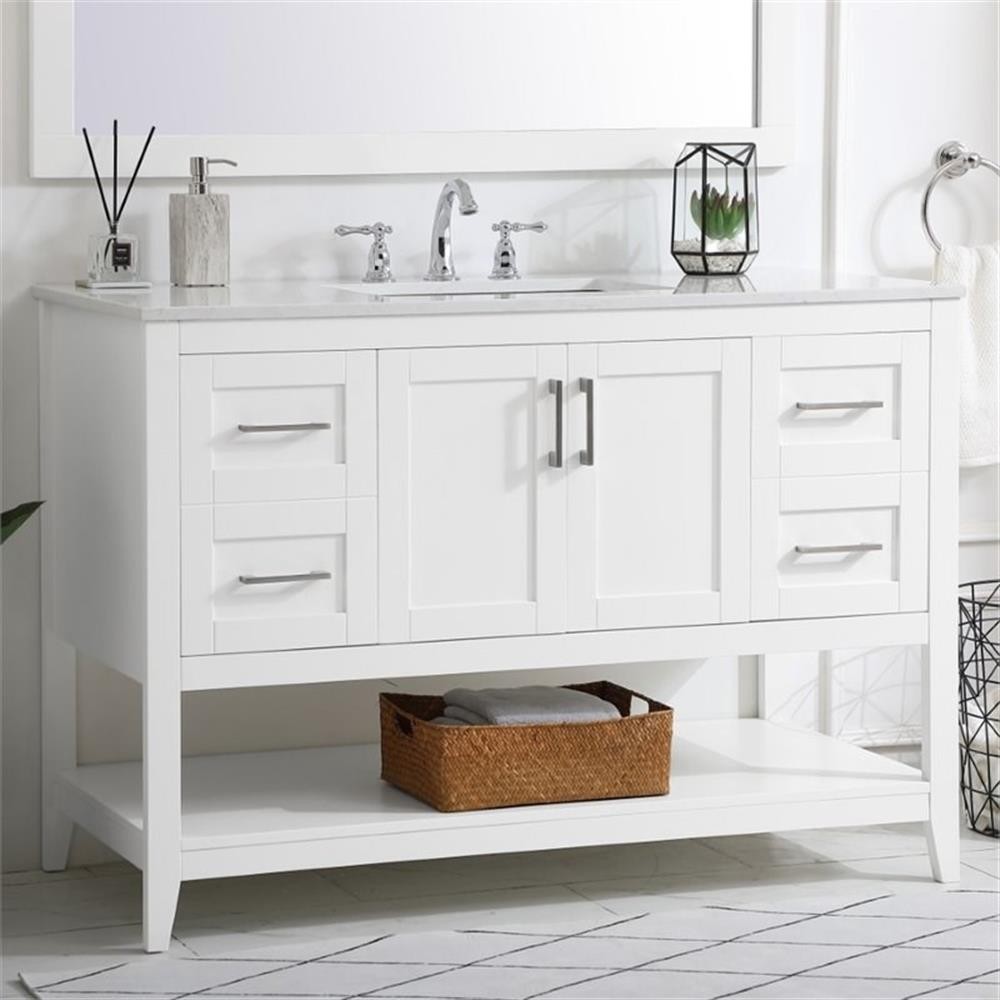 Elegant Decor Aubrey 48″ Single Quartz Top Bathroom Vanity in White