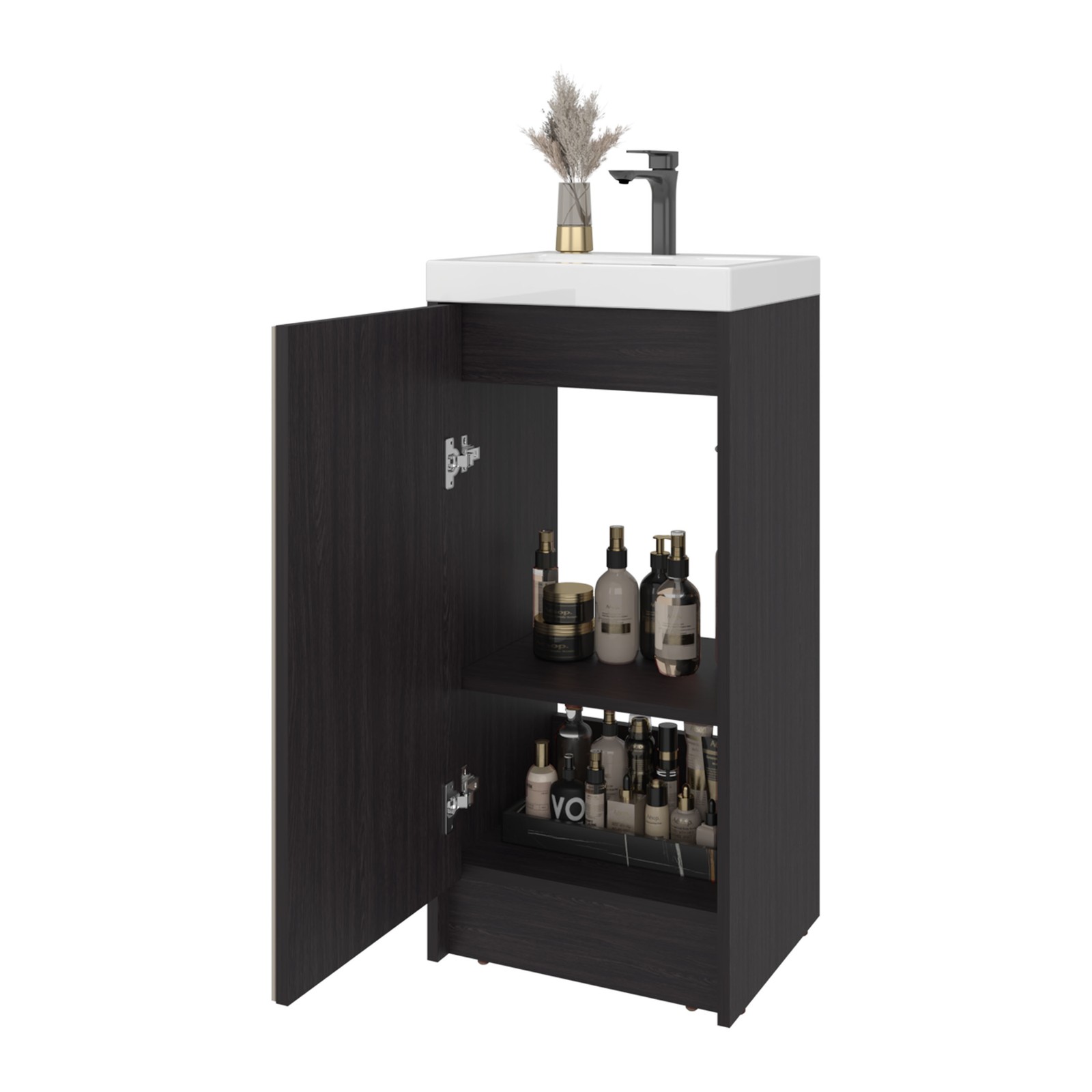 Bathroom Storage Cabinet 32″H Black Wengue Modern One Door