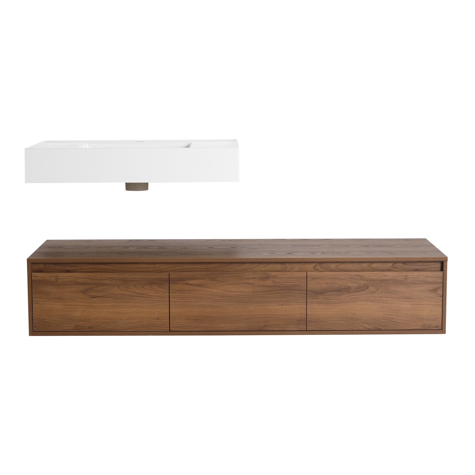 60in Wooden Wall-Mounted Bathroom Vanity Floating Vanity W/ Resin Sink +Drawers