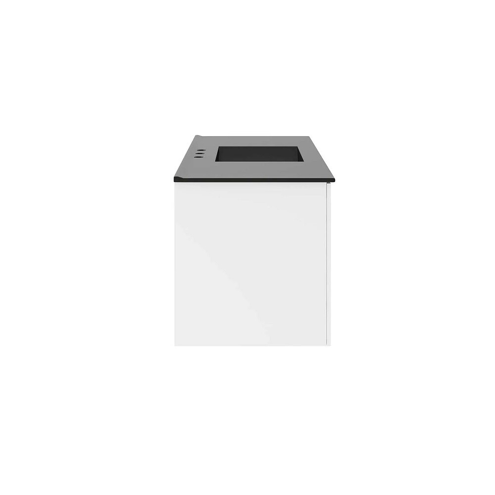 48″ Floating Bathroom Vanity Single Ceramic Sink Countertop Black White Gray