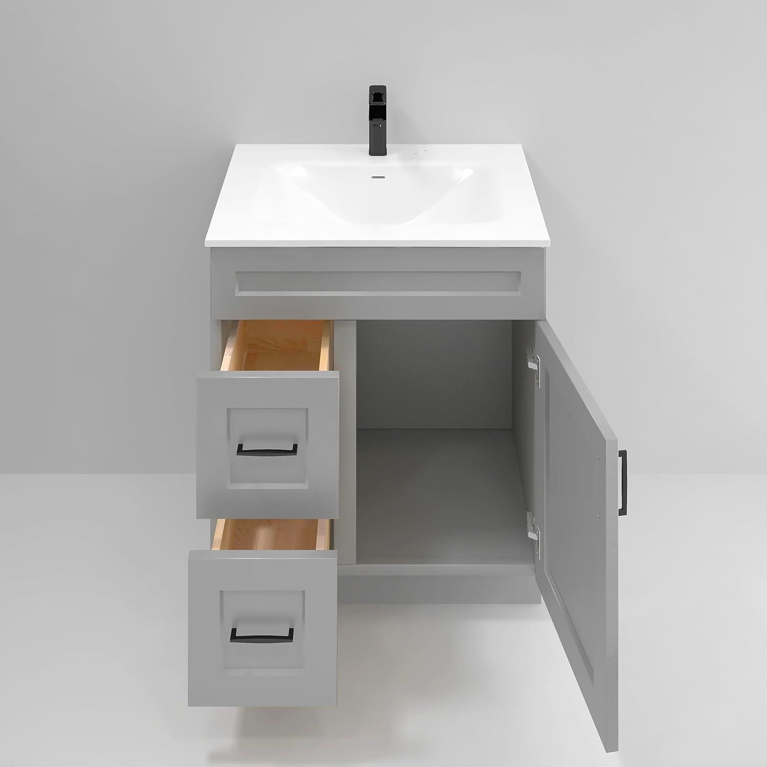 30″ Light Grey Shaker Sink Base Vanity Cabinet with Drawer – RTA