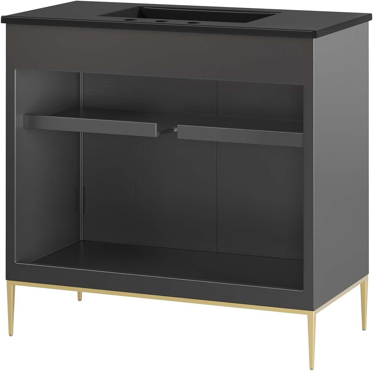 Elegant 36″ Black Awaken Bathroom Vanity Cabinet for Modern Spaces