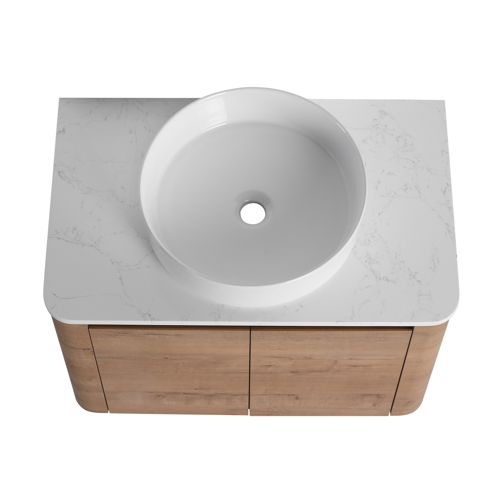 72in Wall-Mounted Bathroom Vanity W/ Double White Ceramic Basin Shelves Plywood