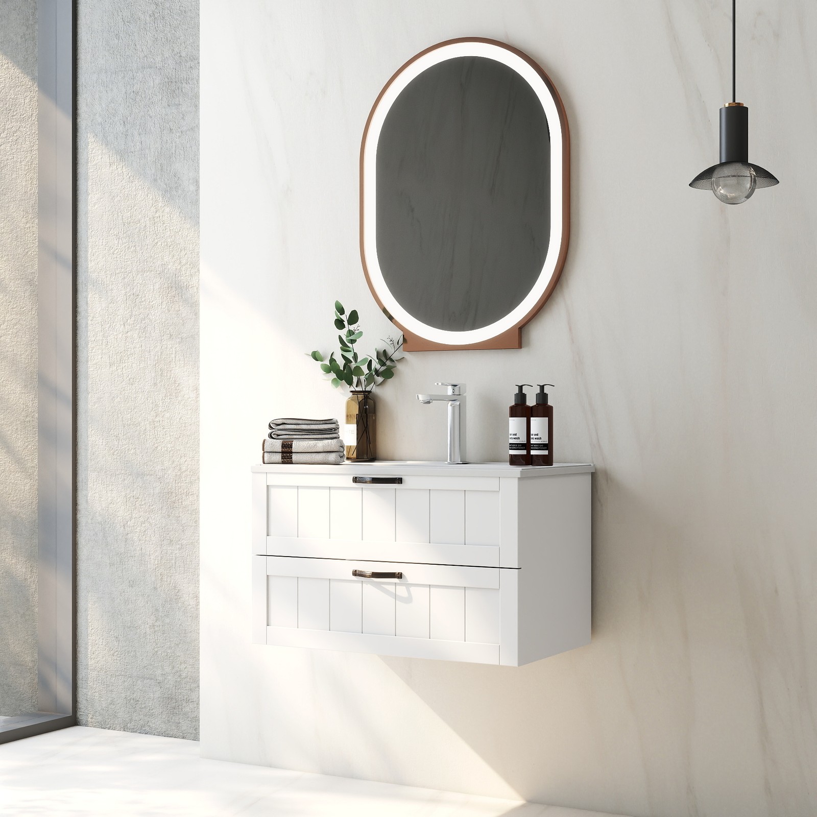31.5″ Bathroom Vanity Cabinet with Sink Combo, Wall Mounted Floating Cabinet