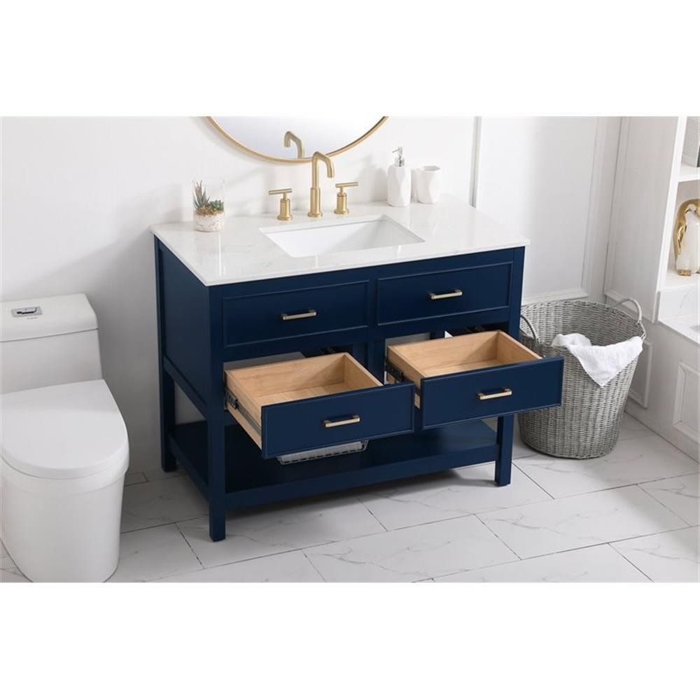 Elegant Decor Sinclaire 42″ Aluminum Alloy & MDF Single Bathroom Vanity in Blue