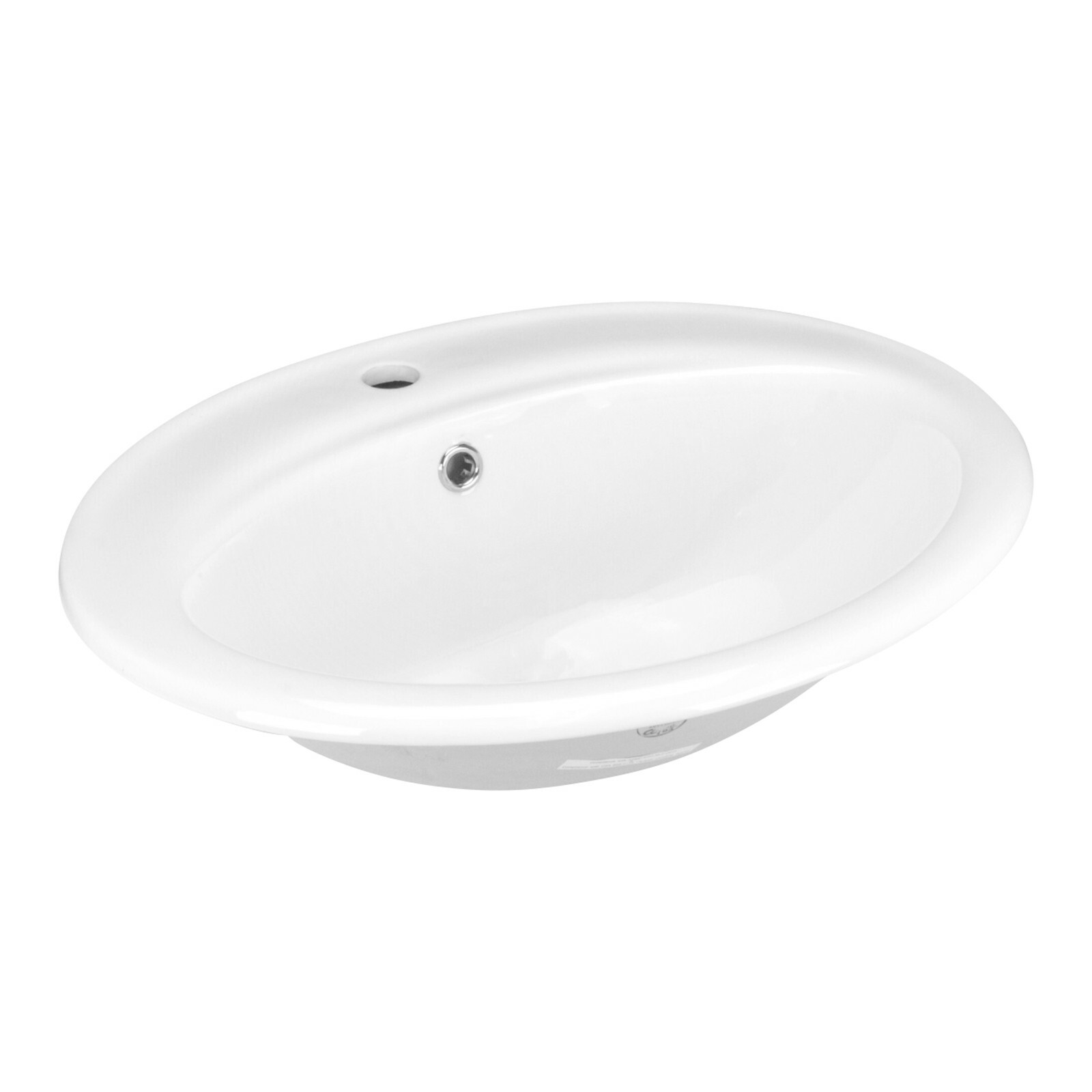 Canal Oval Shaped Drop-In Bathroom Vanity Sink 21-3/4″ X 18 5/8″ White Porcelain