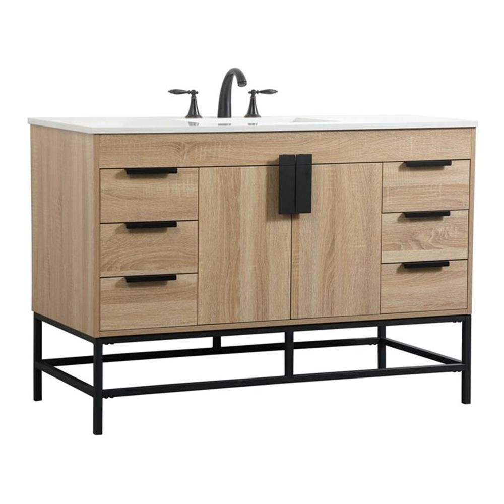 Elegant Decor Eugene 48″ Aluminum Iron MDF Single Bathroom Vanity in Mango Wood