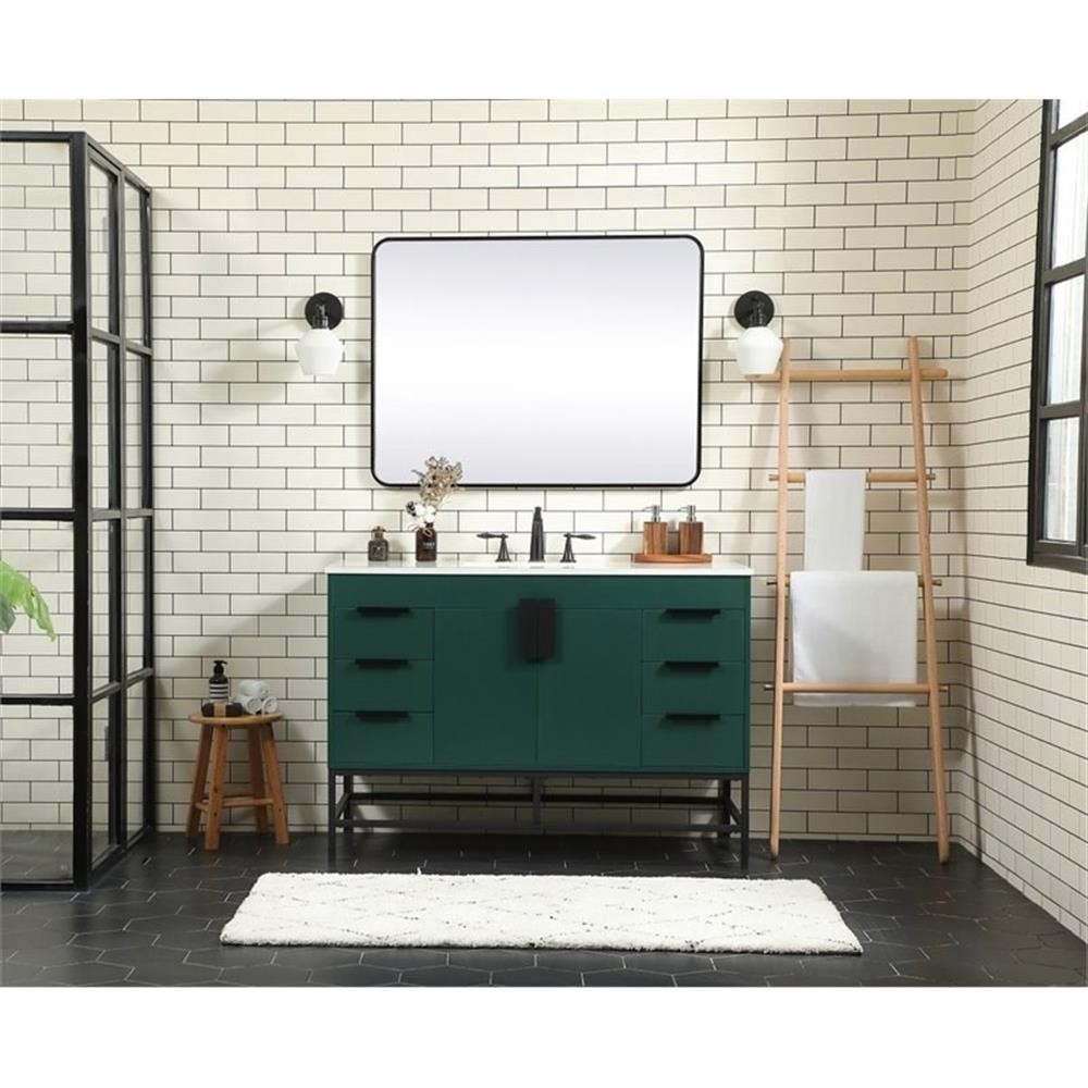 Elegant Decor Eugene 48″ Aluminum Iron MDF Single Bathroom Vanity in Green