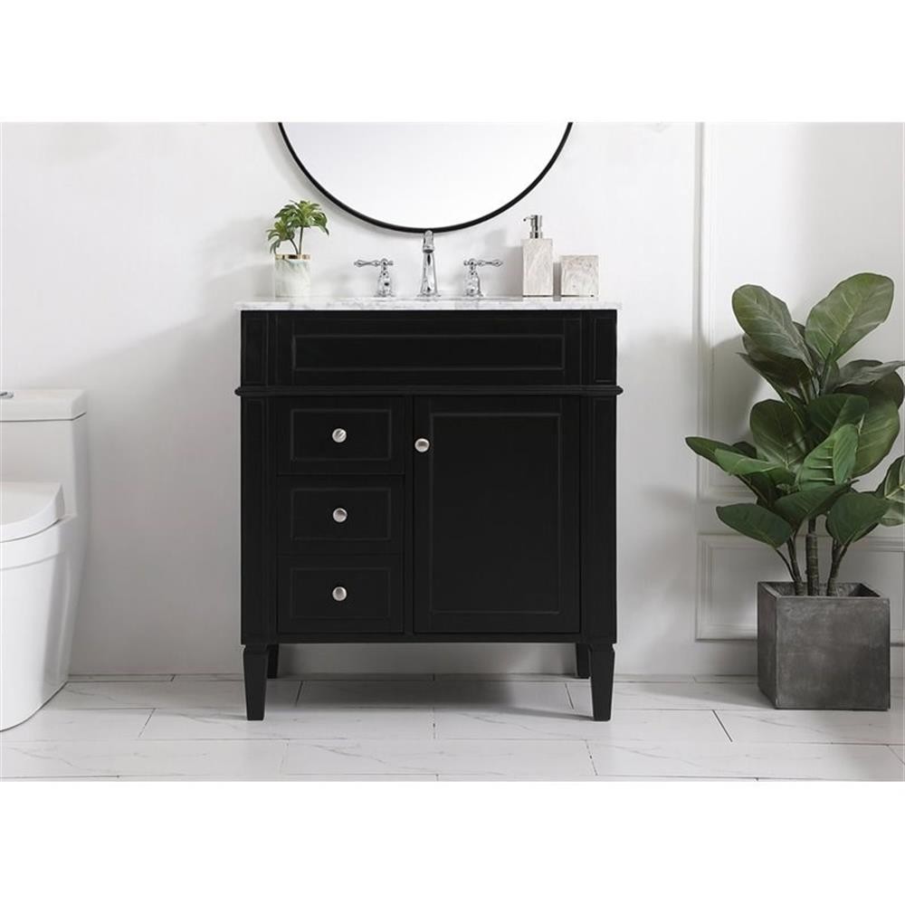 Elegant Decor Park Avenue 32″ Solid Wood & Metal Single Bathroom Vanity in Black