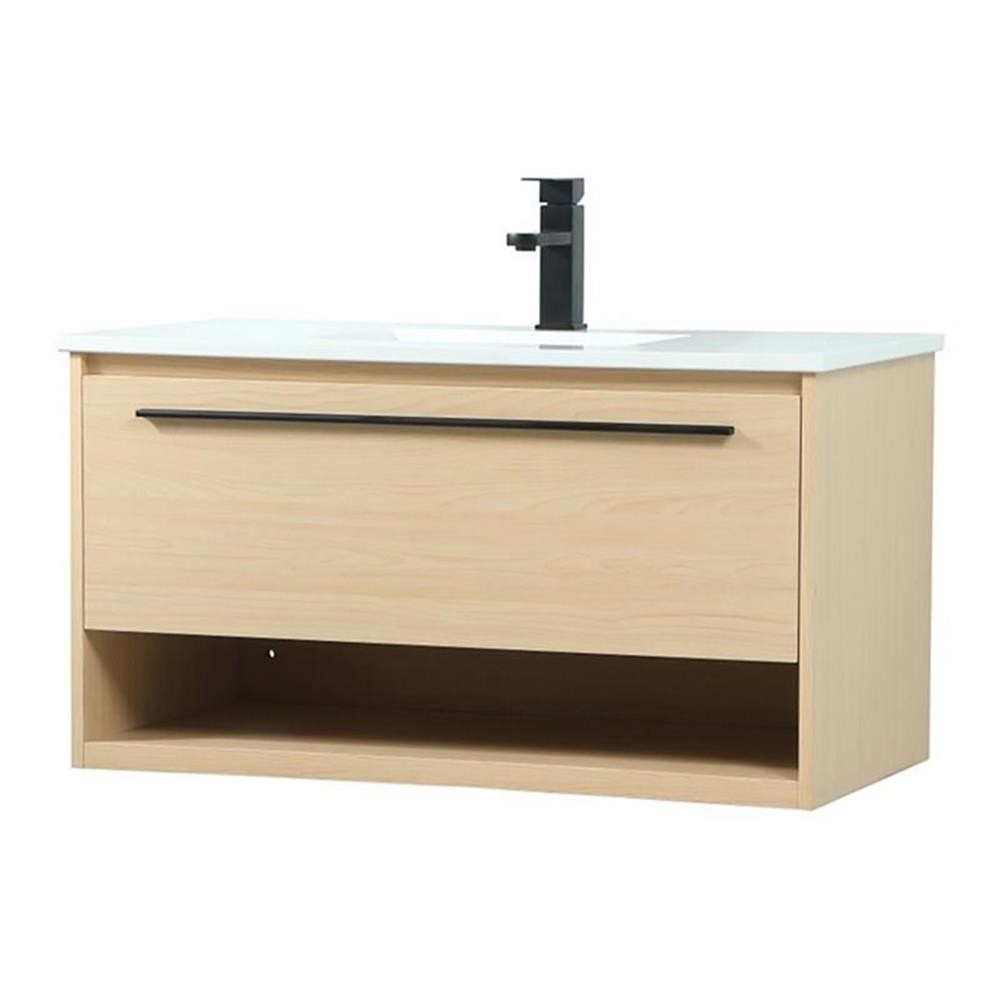 Elegant Decor Roman 36″ Aluminum Alloy MDF Single Bathroom Vanity in Maple