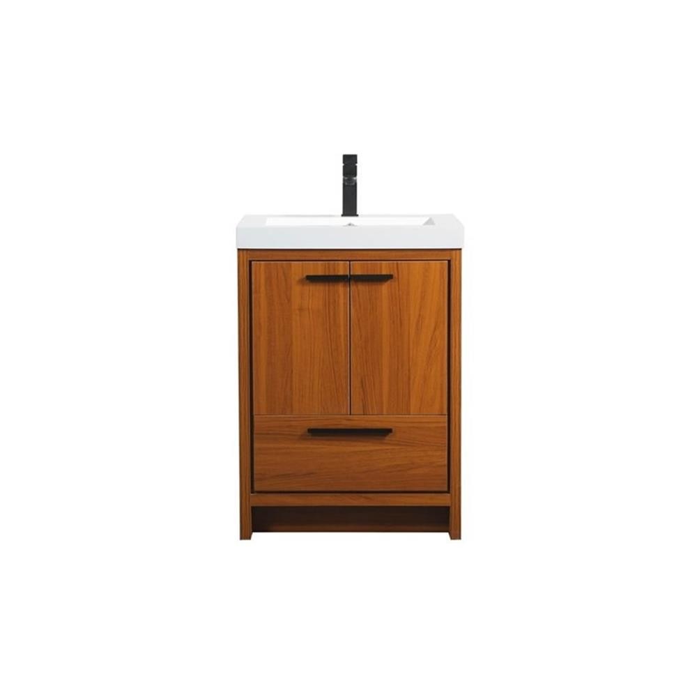 Elegant Decor Wyatt 24″ Aluminum Alloy and MDF Single Bathroom Vanity in Teak