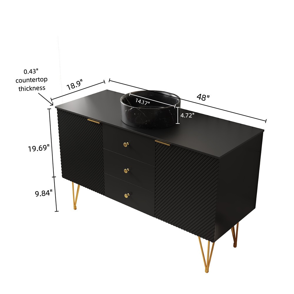 48″ Bathroom Vanity w/Sink, Freestanding Vanity Storage Cabinet,3 Drawer,2 Doors