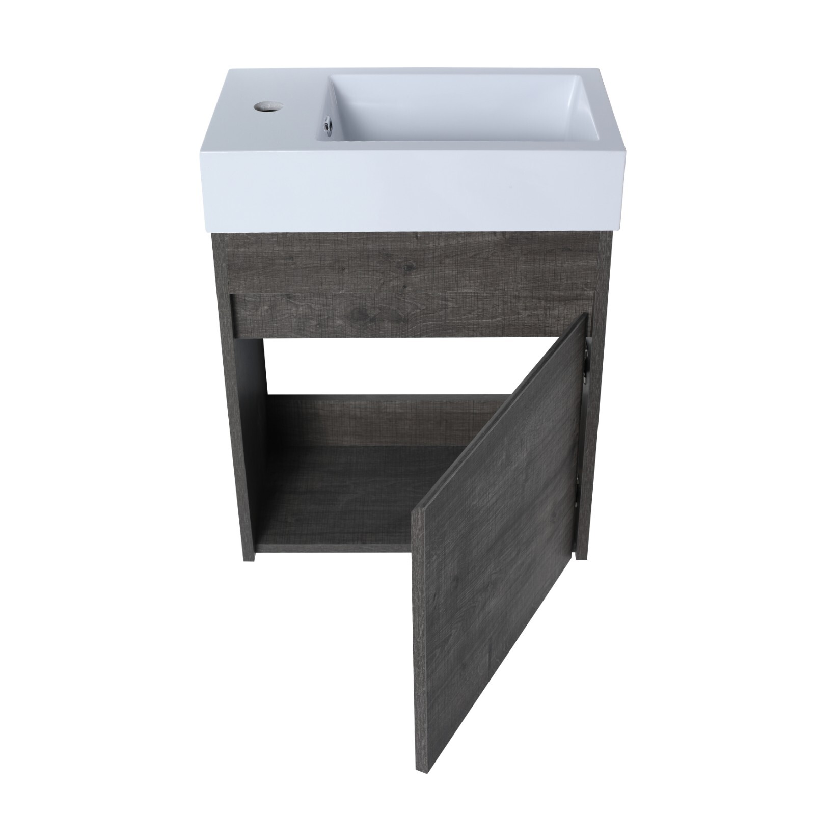 18” Floating Wall-Mounted Bathroom Vanity with White Resin Sink & Soft-Close
