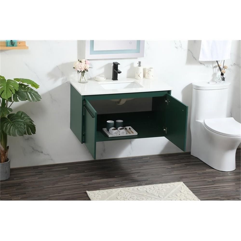 Elegant Decor Penn 36″ Aluminum Alloy MDF Single Bathroom Vanity in Green