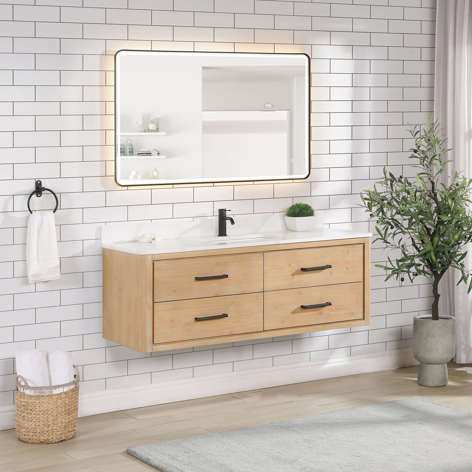 Miseno MV-706655 Cristo 54″ Wall Mounted Single Basin Vanity Set – Aged Dark