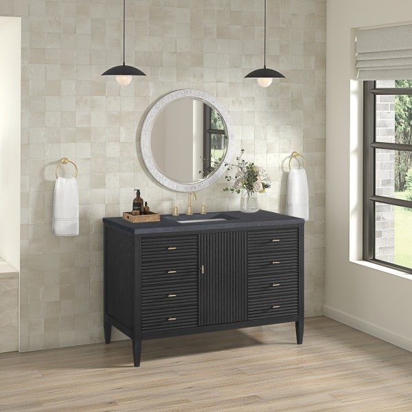 48″ James Martin Myrrin 485-V48-CBO-3CSP Vanity Cabinet Charcoal Soapstone Top