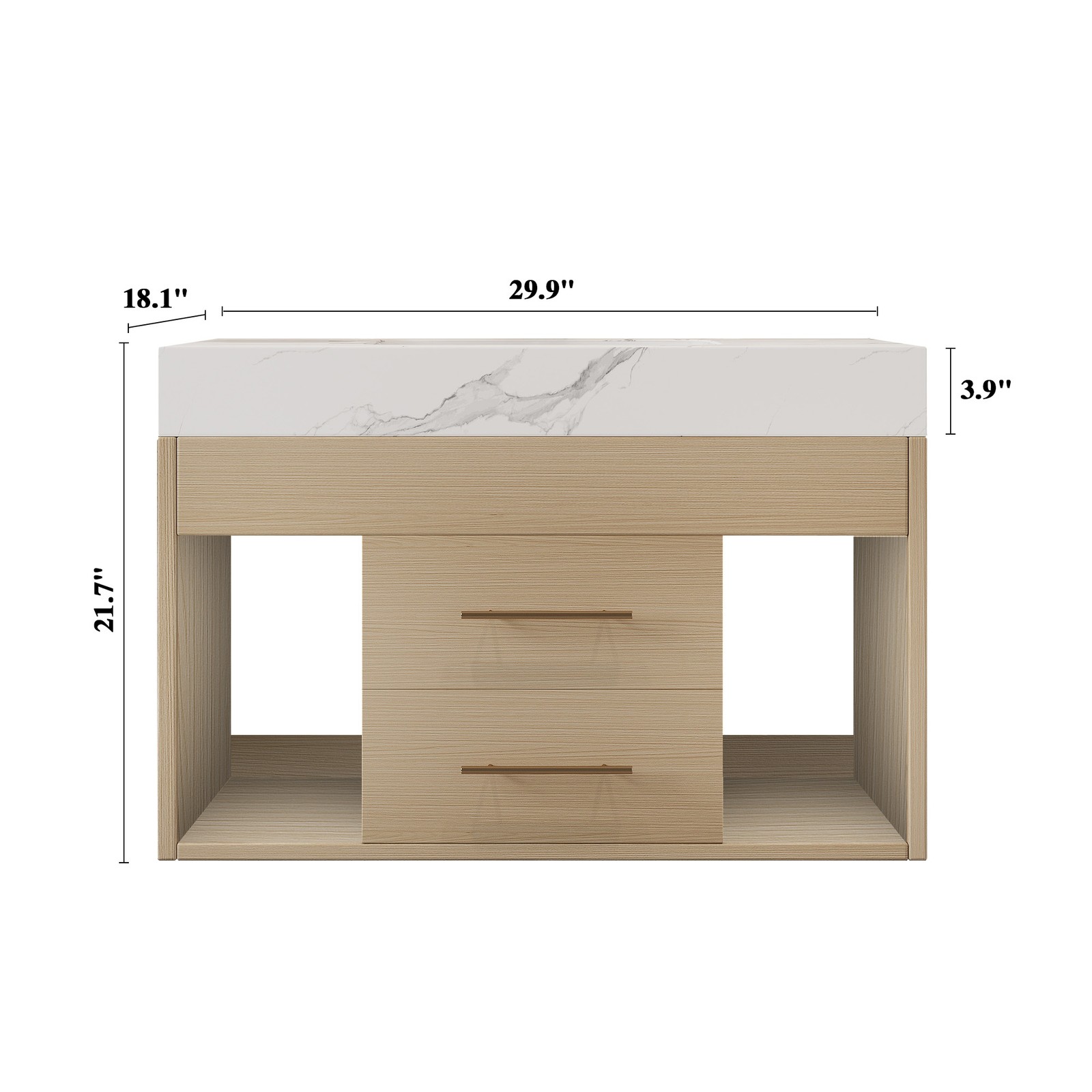 29.9″ Floating Bathroom Vanity with Sintered Stone Top & Ceramic Sink