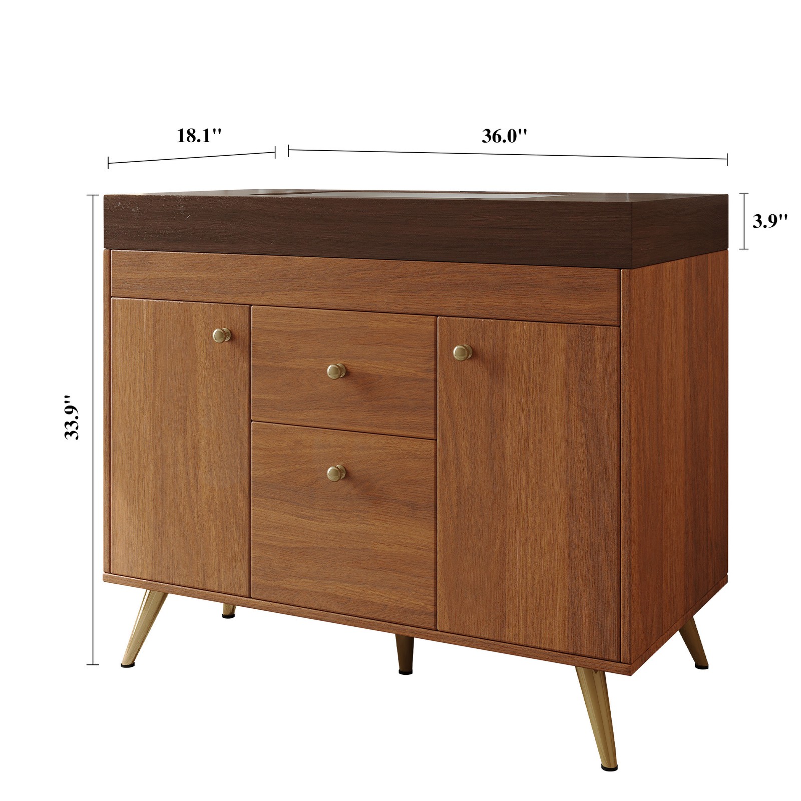 36″ Freestanding Bathroom Vanity with Sintered Stone Top & Ceramic Sink