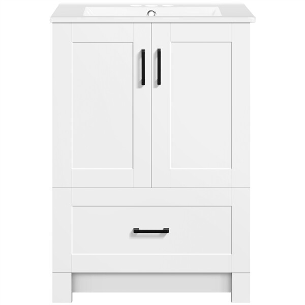 Bathroom Vanities Floor Standing with Sink Combo Set 24x19x34 Inch, White