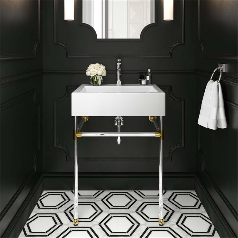 Modway Redeem 24″ Wall-Mount Stainless Steel Bathroom Vanity in Silver/White