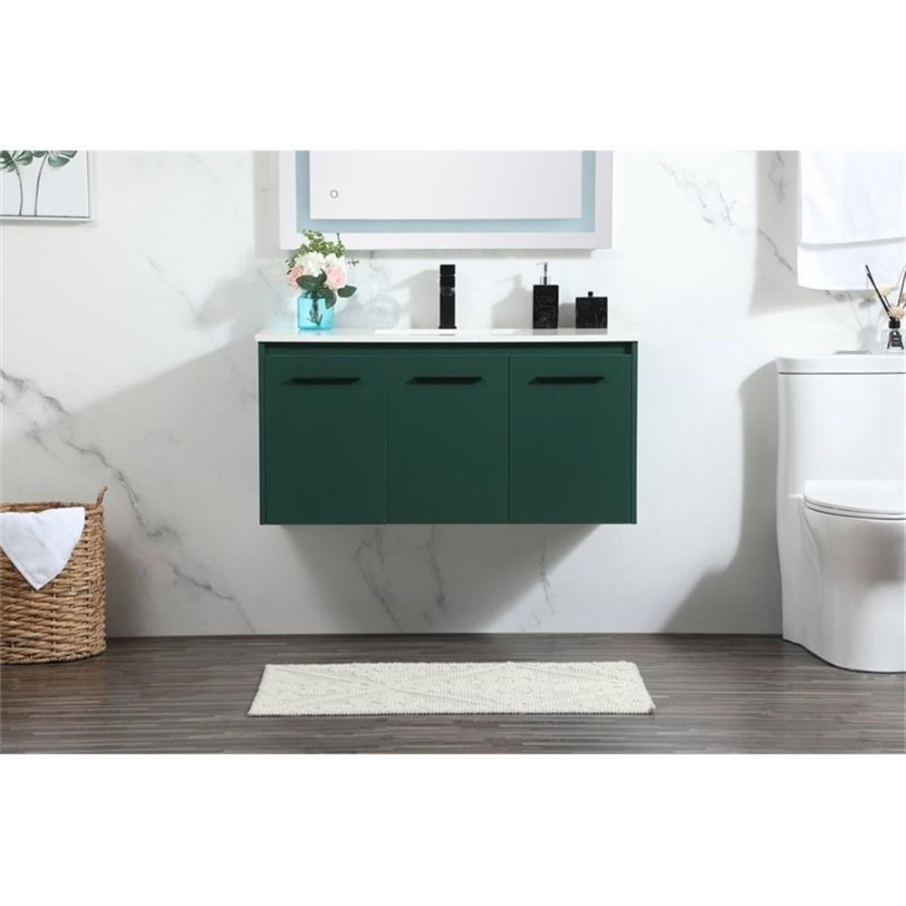 Elegant Decor Penn 40″ Aluminum Alloy MDF Single Bathroom Vanity in Green