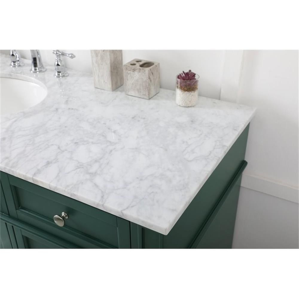 Elegant Decor Park Avenue 60″ Metal MDF Marble Single Bathroom Vanity in Green