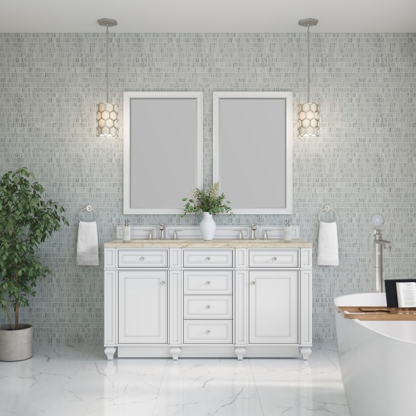 60″ James Martin Bristol 157-V60D-BW-3TJR Double Vanity Cabinet Tajnar Eclos Top