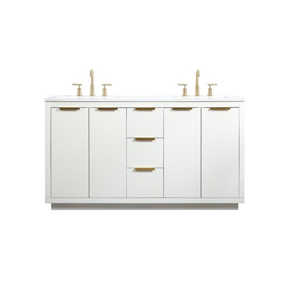 Elegant Decor Blake 60″ Aluminum Alloy MDF Double Bathroom Vanity in White