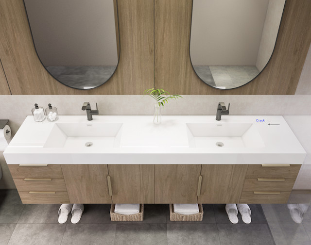COUNTERTOP 84″ x 4″ Reinforced Acrylic Double Sink