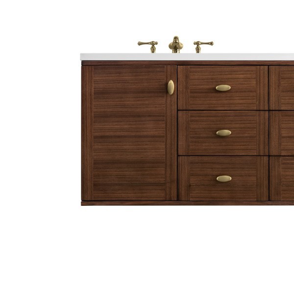 60″ James Martin Amberly 670-V60D-WLT-3WZ Double Vanity Cabinet White Zeus Top