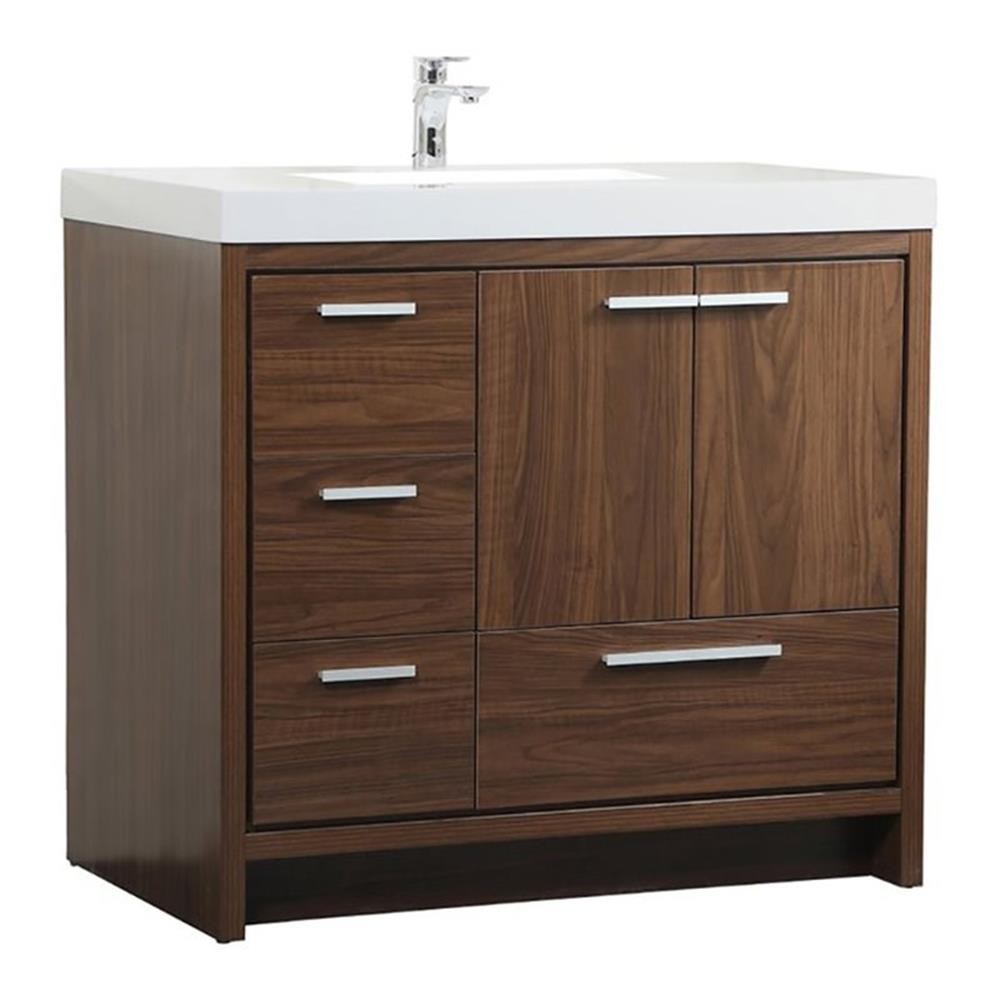 Pemberly Row 36″ Aluminum Alloy and MDF Single Bathroom Vanity in Walnut