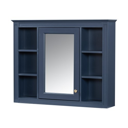 36” Blue Bathroom Vanity w/ Sink & Mirror Cabinet Storage Soft Close Doors