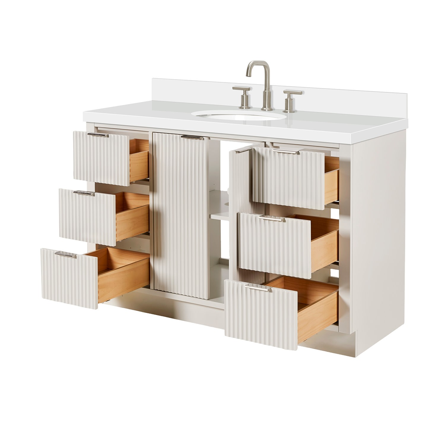 Ariel P55WQOVO Milan 55″ – Warm White / Pure White Quartz Top / Brushed Nickel