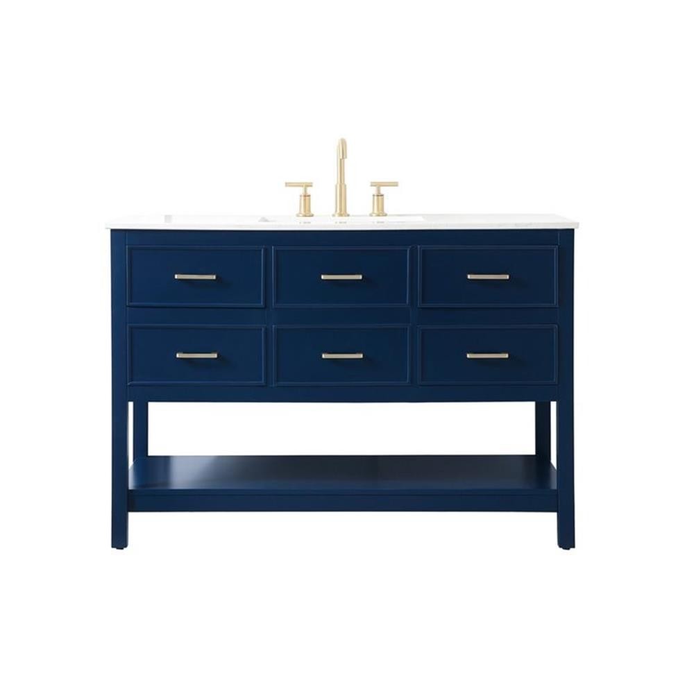 Elegant Decor Sinclaire 48″ Aluminum Alloy & MDF Single Bathroom Vanity in Blue
