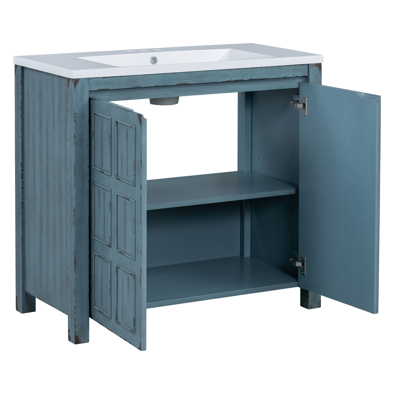 36″ Bathroom Vanity w/ Sink, Freestanding Vanity Storage Cabinet, 2 Doors, Shelf
