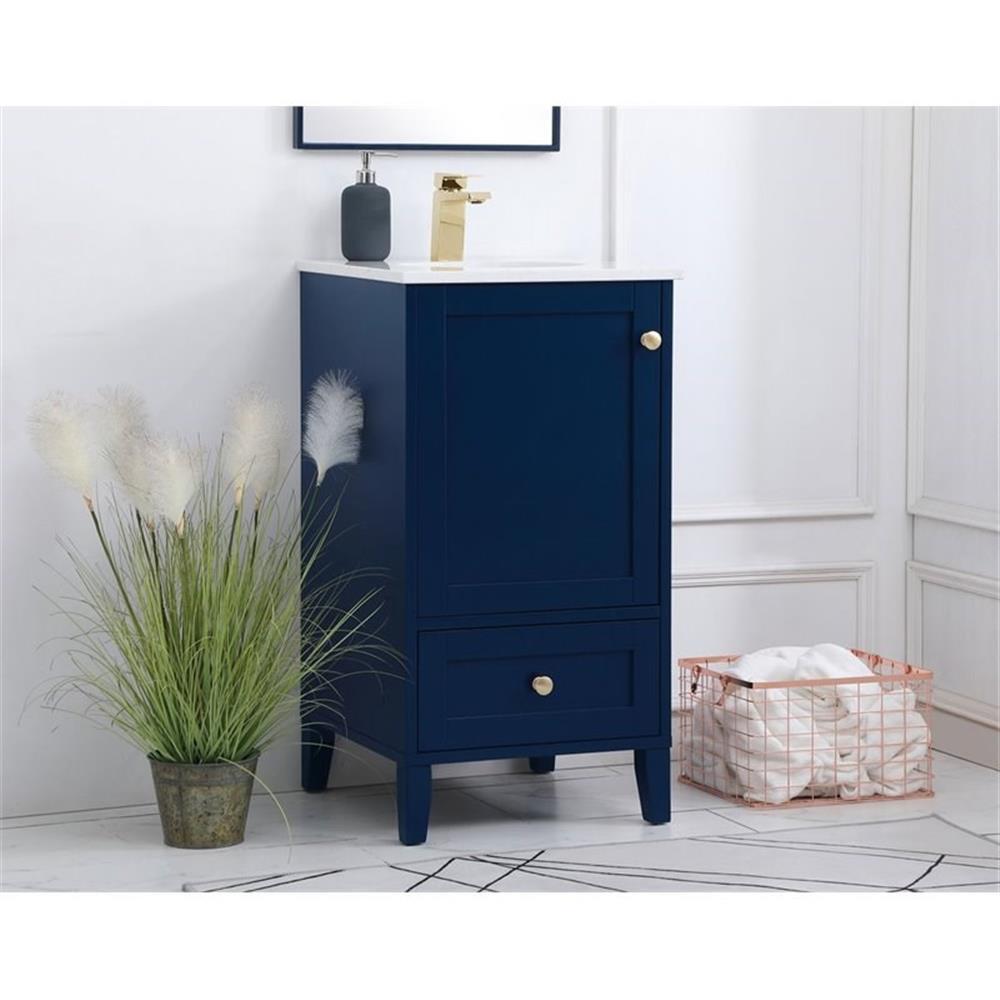 Elegant Decor Sommerville 18″ Steel and Wood Single Bathroom Vanity in Blue