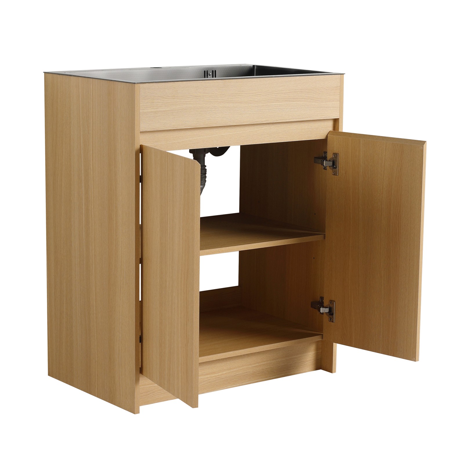 28″ Freestanding Bathroom Vanity/Laundry Utility Cabinet Stainless Steel Sink